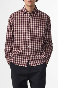 NN07 �����Y �g�b�v�X �V���c �R�b�g�� NN07 Deon 5465 Organicotton Button-Up Shirt Wine Check ���C��