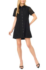 �Z�Z ���f�B�[�X �g�b�v�X �����s�[�X �~�j �V���c �R�b�g�� CeCe Cotton Eyelet Mini Shirtdress Rich Black �u���b�N