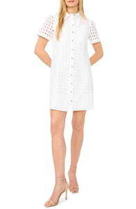 �Z�Z ���f�B�[�X �g�b�v�X �����s�[�X �~�j �V���c �R�b�g�� CeCe Cotton Eyelet Mini Shirtdress Ultra White �z���C�g