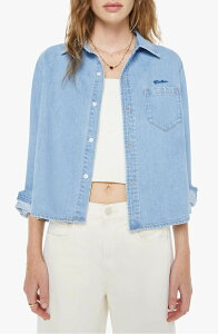 �}�U�[ ���f�B�[�X �g�b�v�X �V���c �h�J �f�j�� ���S MOTHER The Honorollogo Embroideredenim Crop Button-Up Shirt Grand Slam �f�j��