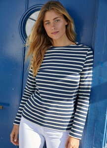 �Z�C���g�W�F�[���X ���f�B�[�X �g�b�v�X �V���c Saint James MERIDAME II - Authentic Heavyweight Breton Shirt Navy/Ecru �G�N����