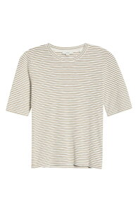 ���B���X ���f�B�[�X �g�b�v�X �V���c �R�b�g�� �j�b�g Vince Stripelbow Sleeve Cotton Blend Knitop Tapenade Combo �X�g���C�v