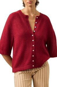 �t�@���e�B ���f�B�[�X �A�E�^�[ �p�[�J�[�E�X�E�F�b�g �R�b�g�� �J�[�f�B�K�� Faherty Apres Elbow Sleeve Alpaca & Pima Cotton Cardigan Wine Rust ���C��