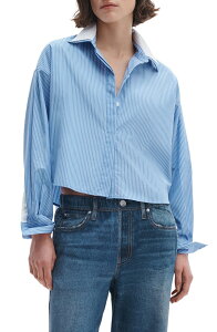 ���O�A���h�{�[�� ���f�B�[�X �g�b�v�X �V���c �R�b�g�� rag & bone Marin Stripe Cotton Button-Up Shirt Blue Stripe �u���[