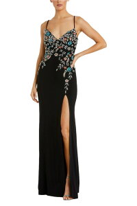 �}�b�N�_�K�� ���f�B�[�X �g�b�v�X �����s�[�X �t�����[�� �t�����[ Mac Duggal Multi Color Beaded Floral Cami Gown Black Multi �u���b�N
