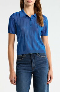 �t���[�� ���f�B�[�X �g�b�v�X �|���V���c ���u �j�b�g FRAME The Ribbed Polo Knitop Royal Blue �u���[