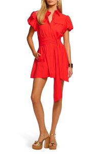 ���C�~�[ �u���b�N ���f�B�[�X �g�b�v�X �����s�[�X �~�j �V���c �R�b�g�� Ramy Brook Nicky Stretch Cotton Mini Shirtdress Crimson �N�����]��