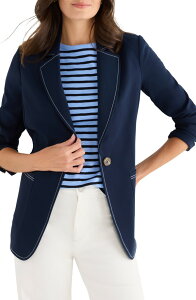 �j�b�N�v���X�]�[�C ���f�B�[�X �A�E�^�[ �W���P�b�g�E�u���]�� �u���U�[ NIC+ZOE Topstitch Detail Stretch Blazer Dark Indigo �C���f�B�S