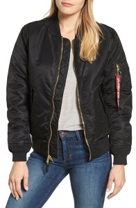 �A���t�@�C���_�X�g���[�Y ���f�B�[�X �A�E�^�[ �W���P�b�g�E�u���]�� Alpha Industries MA-1 W Bomber Jacket Black �u���b�N