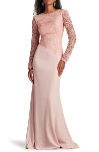�^�_�V�V���[�W ���f�B�[�X �g�b�v�X �����s�[�X �v�����g �h�J Tadashi Shoji Embroidered Leaf Print Long Sleeve Gown Adobe Blush �u���b�V��