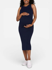 �y���������z �}�U�[�t�b�h�}�^�j�e�B�[ ���f�B�[�X �����s�[�X �g�b�v�X Crew Neck Sleeveless Racerback Maternity Midi Dress Peacoat