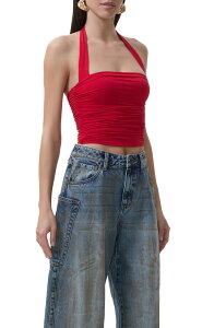 �G�[�G�t�A�[���G�� ���f�B�[�X �g�b�v�X �V���c �j�b�g �z���^�[ AFRM Aryana Knit Halter Top Kiss Red ���b�h