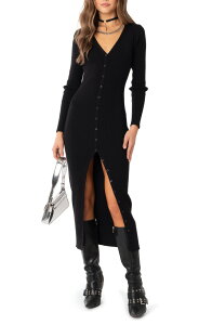 �A�f�B�N�e�b�h ���f�B�[�X �g�b�v�X �����s�[�X �Z�[�^�[ EDIKTED Jazlyn Long Sleeve Rib Sweater Dress Black �u���b�N