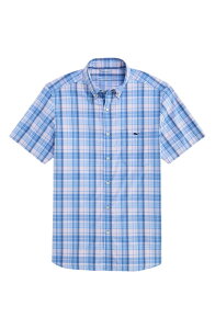���@�C�����[�h���@�C���Y �����Y �g�b�v�X �V���c �_�E�� vineyard vines Plaid Short Sleeve UPF 30+ Button-Down Shirt Pink Drink �s���N