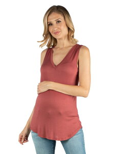 24 �Z�u���R���t�H�[�g ���f�B�[�X �g�b�v�X �V���c V�l�b�N �}�^�j�e�B 24seven Comfort Apparel Maternity V-Neck Tunic Tank Top with Round Hemline Cinnamon