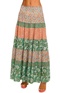 ���C�~�[ �u���b�N ���f�B�[�X �{�g���X�J�[�g �v�����g �}�L�V Ramy Brook Dorotha Mixed Print Maxi Skirt Bright Palm Patchwork