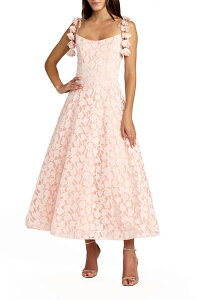 �}�b�N�_�K�� ���f�B�[�X �g�b�v�X �����s�[�X A ���C�� �t�����[�� �~�f�B �t�����[ Mac Duggal Floral Netie Strap Scoop Neck A Line Midi Dress Blossom Pink �s���N
