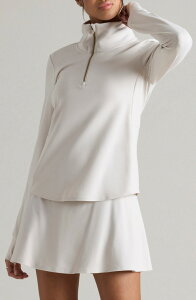 ���[�k ���f�B�[�X �A�E�^�[ �p�[�J�[�E�X�E�F�b�g �n�[�t�W�b�v Rhone Course to Court Long Sleeve Quarter Zip Top Sand �T���h