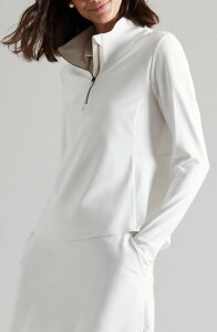 ���[�k ���f�B�[�X �A�E�^�[ �p�[�J�[�E�X�E�F�b�g �n�[�t�W�b�v Rhone Course to Court Long Sleeve Quarter Zip Top Snowhite �z���C�g