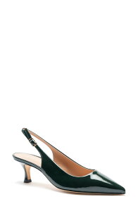�u���[�m�}�O�� ���f�B�[�X �V���[�Y �q�[�� Bruno Magli Palerma Pointed Toe Kitten Heel Slingback Pump Emerald Patent �G�������h