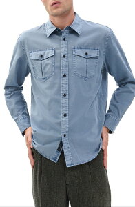 ���O�A���h�{�[�� �����Y �g�b�v�X �V���c �R�b�g�� rag & bone Finch Cotton & Lyocell Military Button-Up Shirt Washed Light Blue �u���[