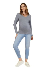 �y���������z �}�U�[�t�b�h�}�^�j�e�B�[ ���f�B�[�X T�V���c �g�b�v�X V-Neck Side-Ruched Maternity Long Sleeve Tee Heather Grey