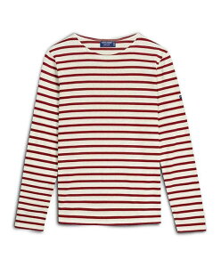 �Z�C���g�W�F�[���X ���f�B�[�X �g�b�v�X �V���c Saint James MINQUIERS MODERN - Breton Striped Shirt Ecru/Maroon �G�N����