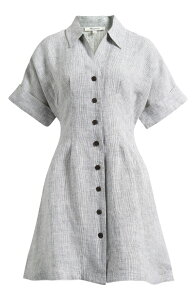 ���C�h�E�F�� ���f�B�[�X �g�b�v�X �����s�[�X �v���[�c �~�j �V���c ���l�� Madewell Pleated Linen Mini Shirtdress Black White Mini Stripe �z���C�g