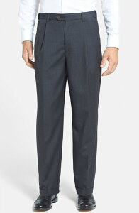 �x�[�� �����Y �{�g���X �J�W���A���p���c �v���[�c Berle Self Sizer Waist Pleated Lightweight Plain Weave Classic Fitrousers Charcoal �`���R�[��