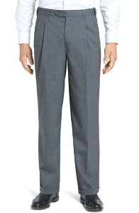 �x�[�� �����Y �{�g���X �J�W���A���p���c �v���[�c Berle Self Sizer Waist Pleated Lightweight Plain Weave Classic Fitrousers Medium Grey �O���[