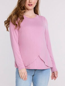 �}�U�[�t�b�h�}�^�j�e�B�[ ���f�B�[�X �g�b�v�X T�V���c �N���[�l�b�N �h���[�v MOTHERHOOD MATERNITY Crewneck Long Sleeve Draped Nursing Tee Orchid Haze