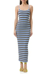 �G�[�G�t�A�[���G�� ���f�B�[�X �g�b�v�X �����s�[�X �~�f�B AFRM Ashlyn Cozy Ribody-Con Midi Dress Iristripe �X�g���C�v