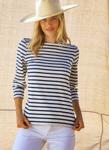 �Z�C���g�W�F�[���X ���f�B�[�X �g�b�v�X �V���c Saint James GALATHEE II - Sleeve Breton Striped Top Ecru/Navy �G�N����
