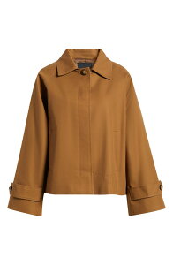 �}���S ���f�B�[�X �A�E�^�[ �W���P�b�g�E�u���]�� �R�b�g�� �R�[�g MANGO Cuba Oversize Short Cotton Trench Coat Medium Brown �u���E��