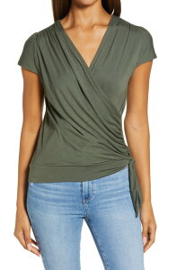 ���u�A�y�� ���f�B�[�X �g�b�v�X �V���c Loveappella Faux Wrap Top Olive �I���[�u