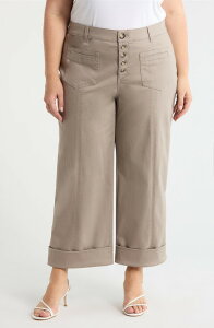 �E�B�b�g&�E�B�Y�_�� ���f�B�[�X �{�g���X ���M���X ���C�h���b�O �p���c Wit & Wisdom Skyrisexposed Button Cuffed Wide Leg Twill Pants Moonrock