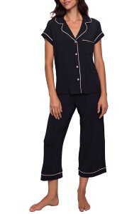 �G�o�[�W�F�C ���f�B�[�X �A���_�[�E�F�A �i�C�g�E�F�A �N���b�v�h Eberjey Gisele Short Sleeve Cropped Pajamas Black/ Sorbet Pink �u���b�N