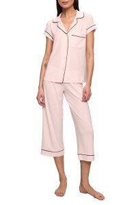 �G�o�[�W�F�C ���f�B�[�X �A���_�[�E�F�A �i�C�g�E�F�A �N���b�v�h Eberjey Gisele Short Sleeve Cropped Pajamasorbet/ Black �u���b�N