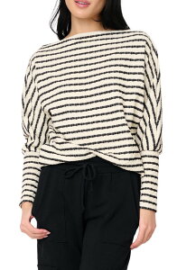 �M�u�\�����b�N ���f�B�[�X �A�E�^�[ �p�[�J�[�E�X�E�F�b�g �Z�[�^�[ GIBSONLOOK Slouchy Stripe Sweater Natural/Black Stripe �u���b�N