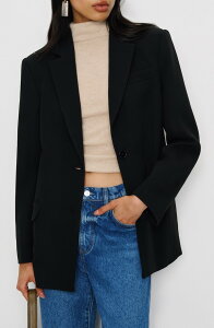���t�H�[���[�V���� ���f�B�[�X �A�E�^�[ �W���P�b�g�E�u���]�� �N���[�v �u���U�[ Reformation James Relaxed One-Button Crepe Blazer Black �u���b�N