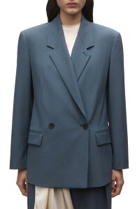 �}���S ���f�B�[�X �A�E�^�[ �W���P�b�g�E�u���]�� MANGO Double Breasted Suit Jacket Blue �u���[