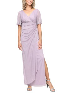 �A���b�N�X�C�u�j���O�X ���f�B�[�X �g�b�v�X �����s�[�X �g�[�� Alex Evenings Imitation Pearl Detail Metallic Gown Mauve �p�[��