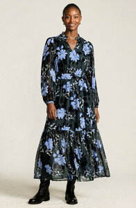 �����Y�G���h ���f�B�[�X �g�b�v�X �����s�[�X �e�B�A�[�h �V�t�H�� �}�L�V Lands' End Chiffon Tiered Long Sleeve Maxi Dress Evening Forest Painted Floral �t�H���X�g