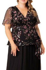 �L���i ���f�B�[�X �g�b�v�X �V���c Kiyonna Rosaliembroidery Wrap Top Moonlit Garden