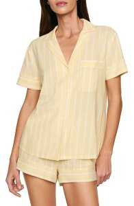 �G�o�[�W�F�C ���f�B�[�X �A���_�[�E�F�A �i�C�g�E�F�A �V���c �V���[�g�p���c Eberjey Nautico Stripe Short Sleeve Shirt & Shorts Pajamas Classic Stripe Sunbeam/ Ivory �A�C�{���[