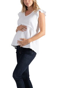 �J�V���N�[�� ���f�B�[�X �g�b�v�X �V���c Cache Coeur Butterfly top for pregnancy and breastfeeding Suzannembroidered White �z���C�g