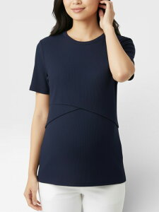 �}�U�[�t�b�h�}�^�j�e�B�[ ���f�B�[�X �g�b�v�X �V���c �N���[�l�b�N MOTHERHOOD MATERNITY Crew Neck Cross Over Nursing Short Sleeve Topeacoat