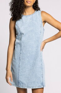 �X���b�h�A���h�T�v���C ���f�B�[�X �{�g���X �f�j���p���c �m�[�X���[�u Thread & Supply Dahlia Sleeveless Denim Shift Dress Washed Indigo Stripe �C���f�B�S
