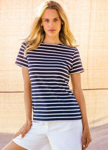 �Z�C���g�W�F�[���X ���f�B�[�X �g�b�v�X T�V���c Saint James ETRILLE II - Short Sleeve Breton Stripe Tee Navy/Ecru �G�N����