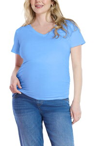�y���������z �}�U�[�t�b�h�}�^�j�e�B�[ ���f�B�[�X T�V���c �g�b�v�X V-Neck Side-Ruched Maternity Short Sleeve Tee Provence